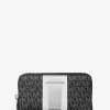 Jet Set Large Metallic Signature Logo Stripe Smartphone Wallet