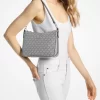 Jet Set Medium Signature Logo Print Woven Pochette Crossbody Bag