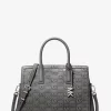 Laila Medium Logo Embossed Burnished Leather Satchel Laila Medium Logo Embossed Burnished Leather Satchel
