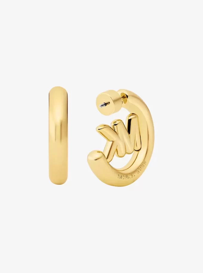 Large Logo Charm Hoop Earrings