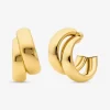 Large Precious Metal-Plated Brass Double Hoop Earrings