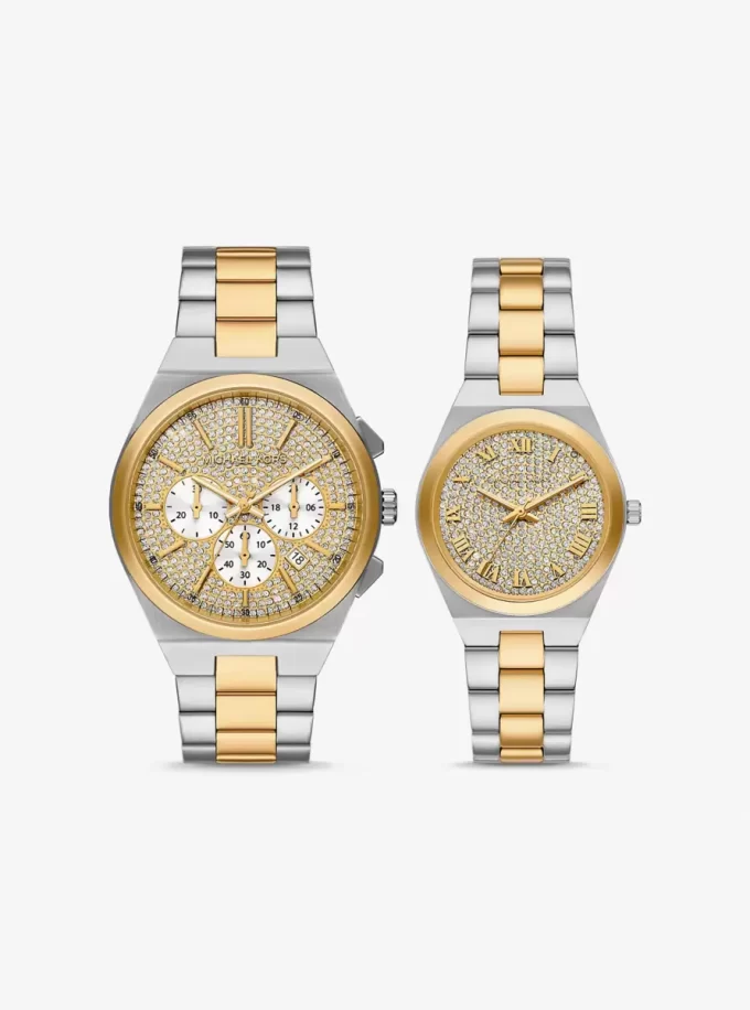 Mini Empire Pavé Gold-Tone Bangle Watch