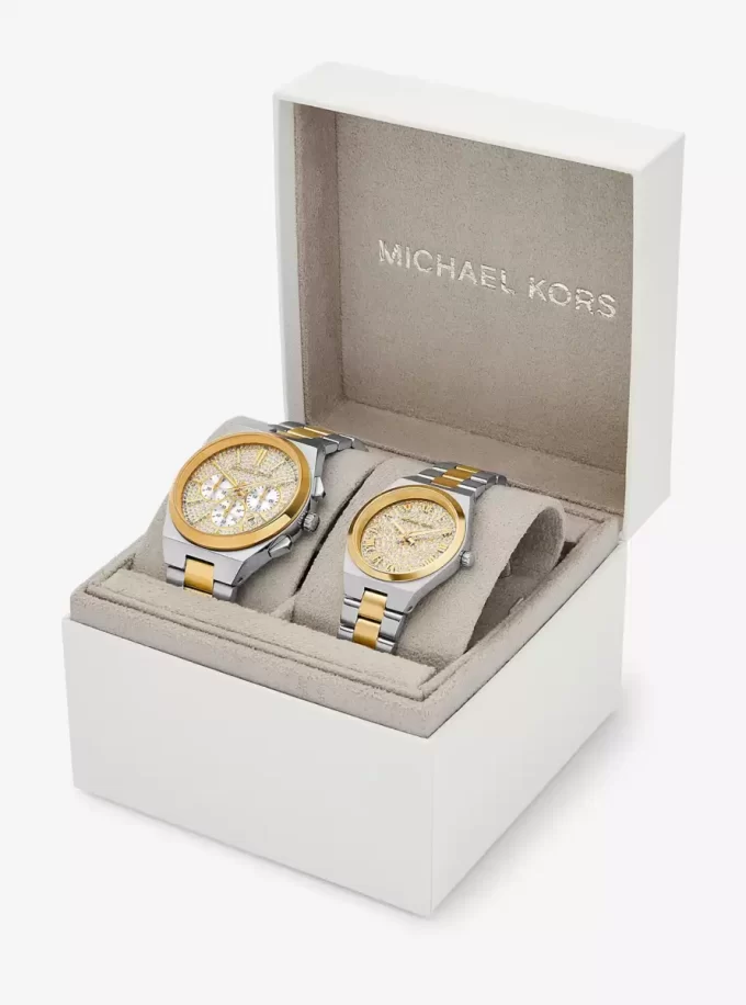 Mini Empire Pavé Gold-Tone Bangle Watch
