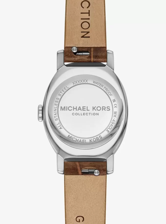 Limited-Edition Petite Maude Silver-Tone and Crocodile Embossed Leather Watch