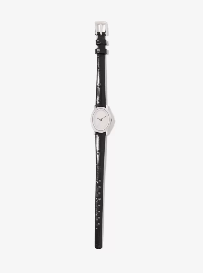 Limited-Edition Petite Maude Silver-Tone and Crocodile Embossed Leather Watch