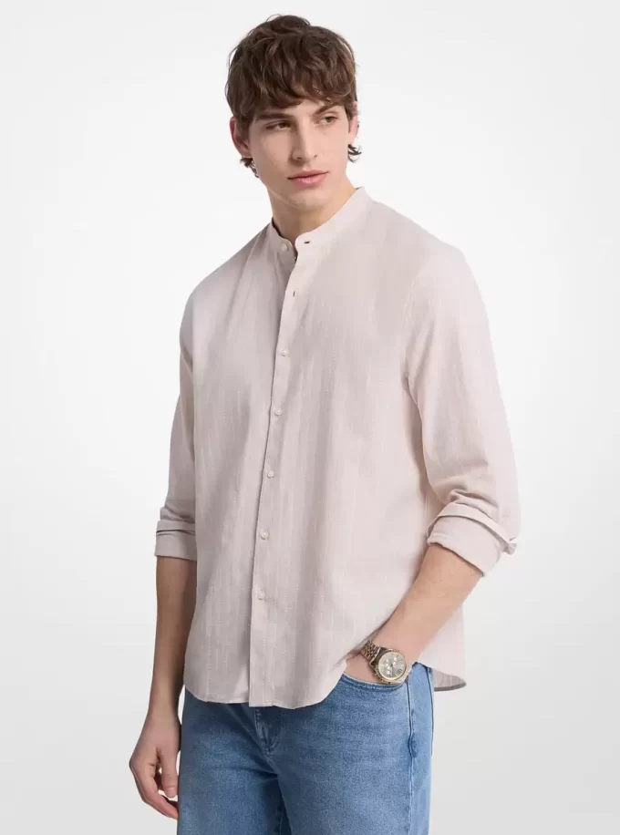 Linen and Cotton Blend Striped Shirt