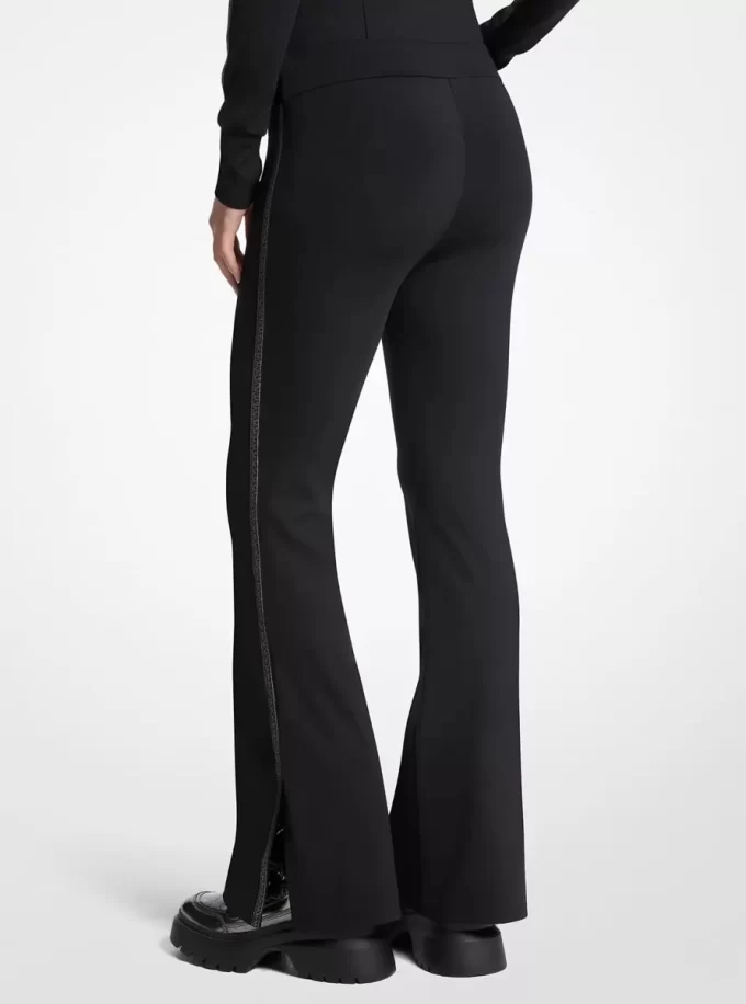 Logo Tape Stretch Nylon Flared Leggings