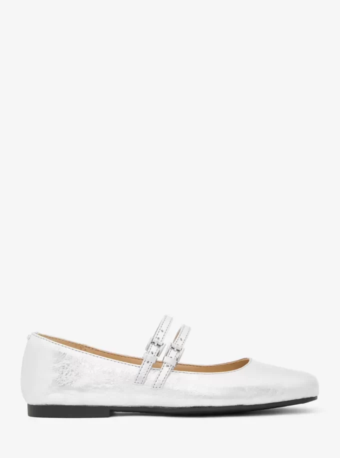 Matilda Crackled Metallic Leather Mary Jane