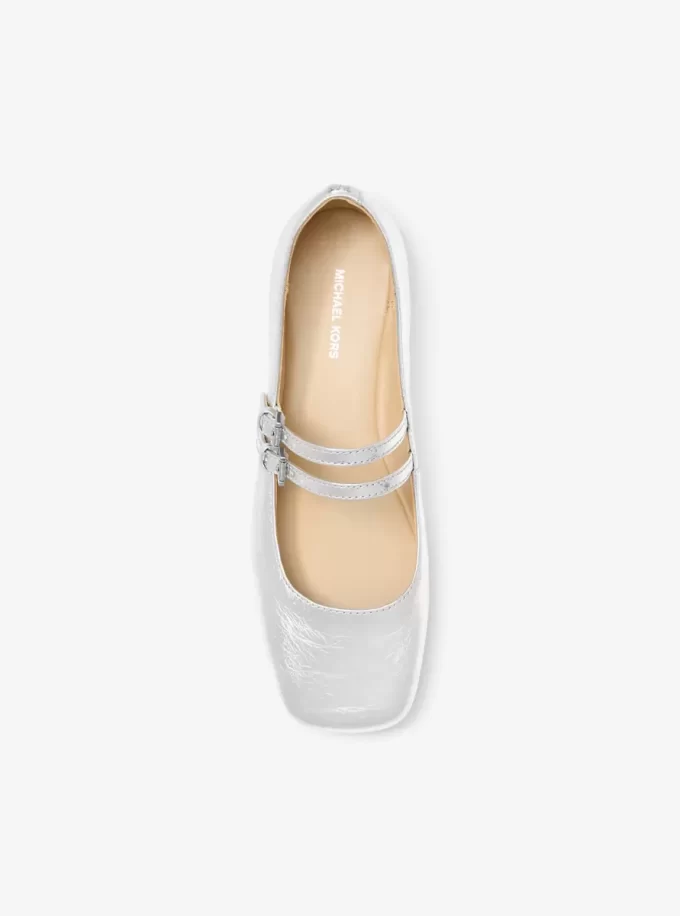 Matilda Crackled Metallic Leather Mary Jane