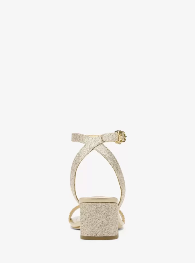 Merriam Glitter-Embellished Leather Sandal