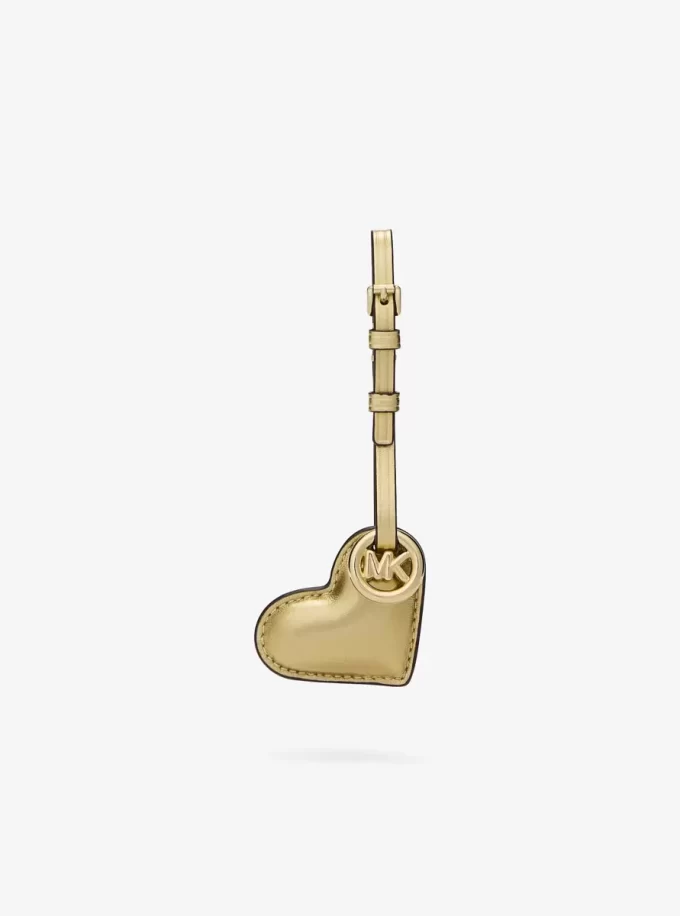 Metallic Puffy Heart Leather Bag Charm