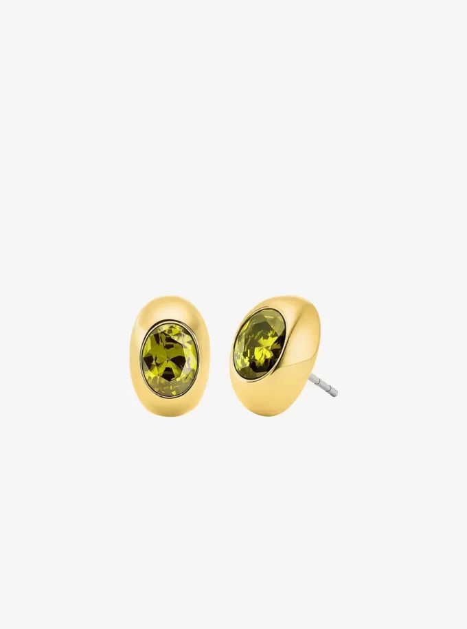 Oval Stone Stud Earrings