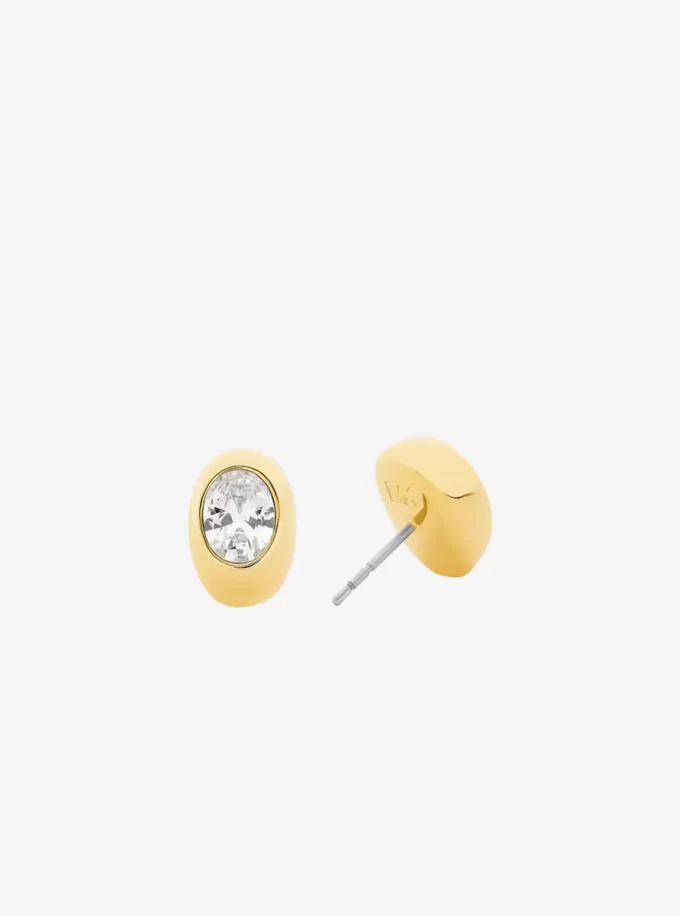 Oval Stone Stud Earrings