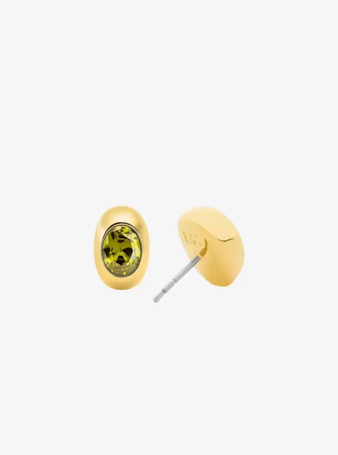 Oval Stone Stud Earrings