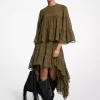 Paisley Print Georgette High-Low Tiered Skirt