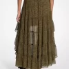 Paisley Print Georgette High-Low Tiered Skirt