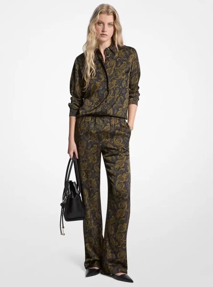 Paisley Print Satin Pajama Pants Paisley Print Satin Pajama Pants