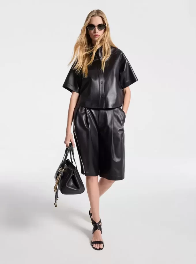 Cropped Leather Shirt