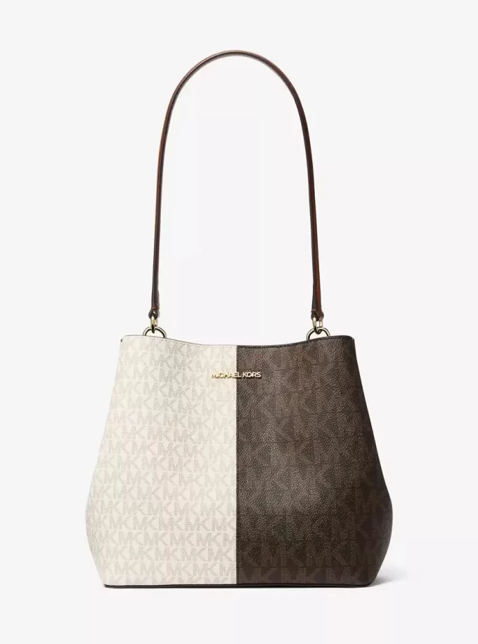 Pratt Medium Two-Tone Signature Logo Shoulder Bag Pratt Medium Two-Tone Signature Logo Shoulder Bag