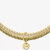 Precious Metal-Plated Brass Double Wrap Stretch Tennis Bracelet