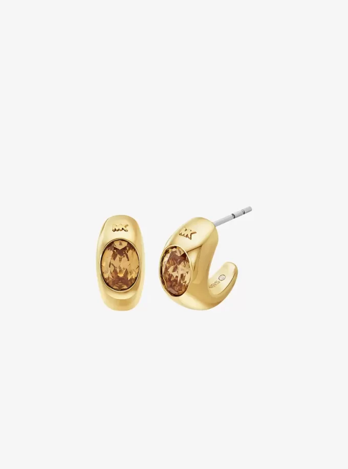 Precious Metal-Plated Cubic Zirconia Huggie Hoop Earrings