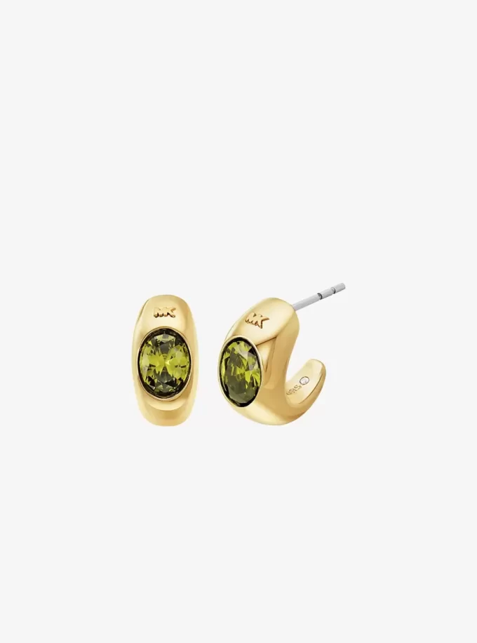 Precious Metal-Plated Cubic Zirconia Huggie Hoop Earrings