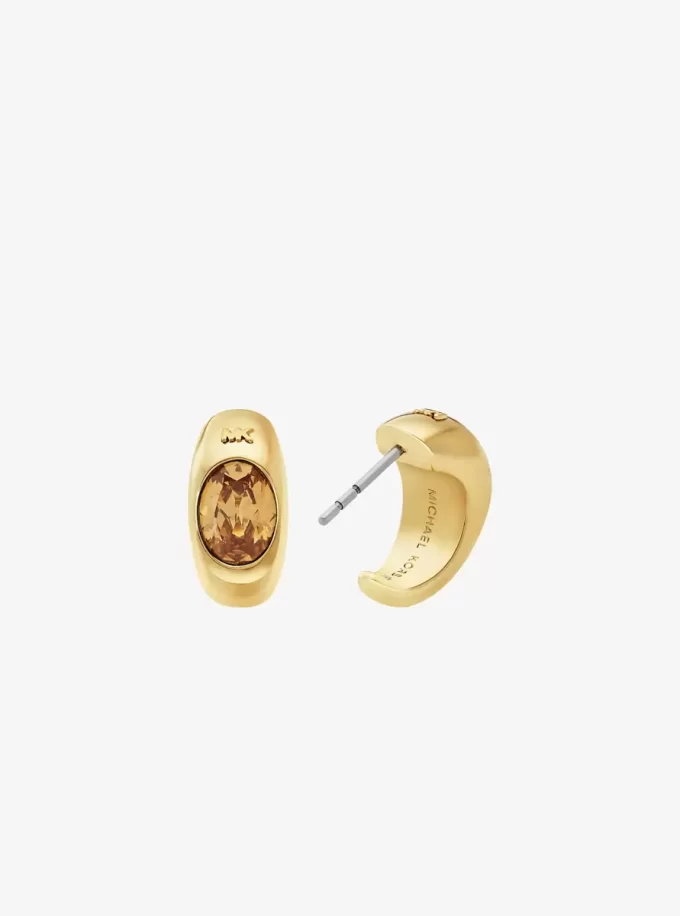 Precious Metal-Plated Cubic Zirconia Huggie Hoop Earrings