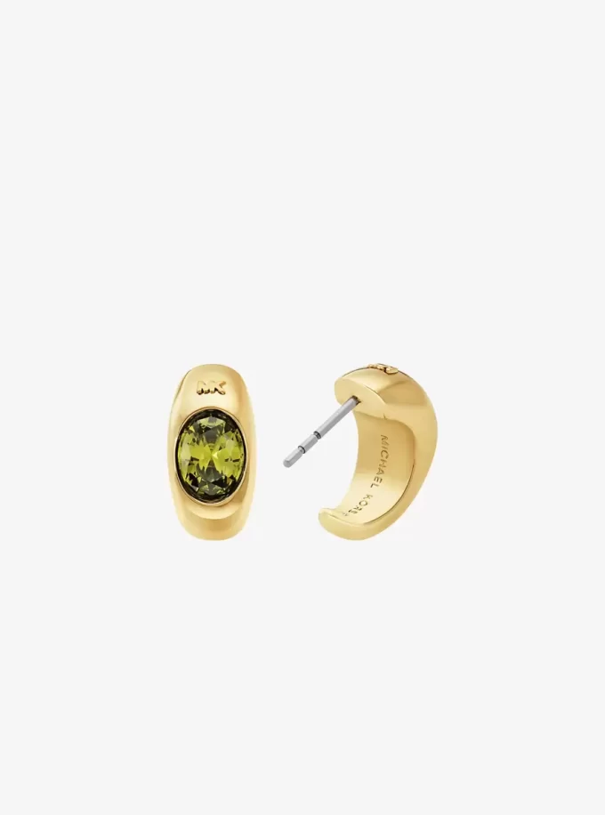Precious Metal-Plated Cubic Zirconia Huggie Hoop Earrings