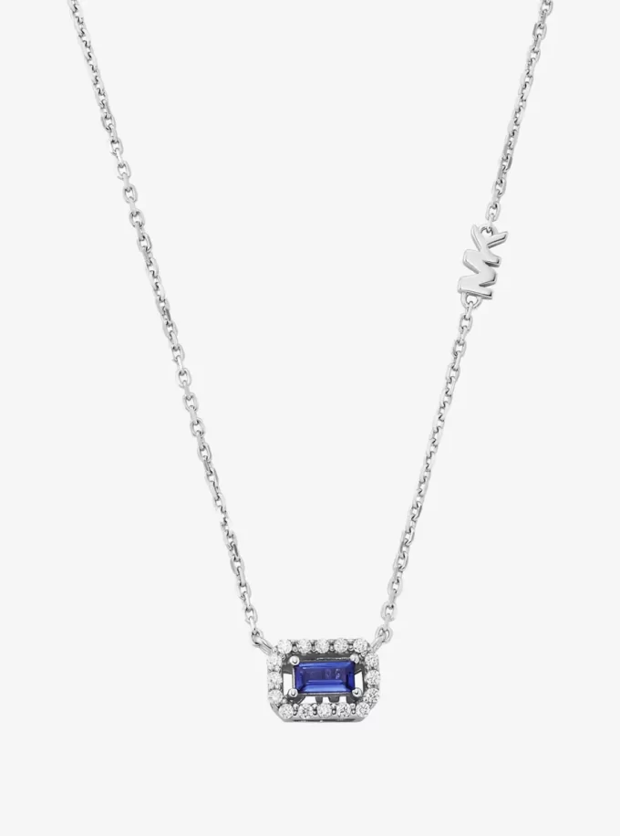 Precious Metal-Plated Sterling Silver Pavé Halo Necklace