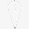 Precious Metal-Plated Sterling Silver Pavé Heart Necklace and Earrings Gift Set