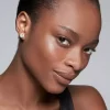 Precious Metal-Plated Sterling Silver Pavé Stud Earrings