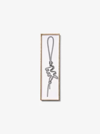 Puffy Logo Metallic Leather Bag Charm