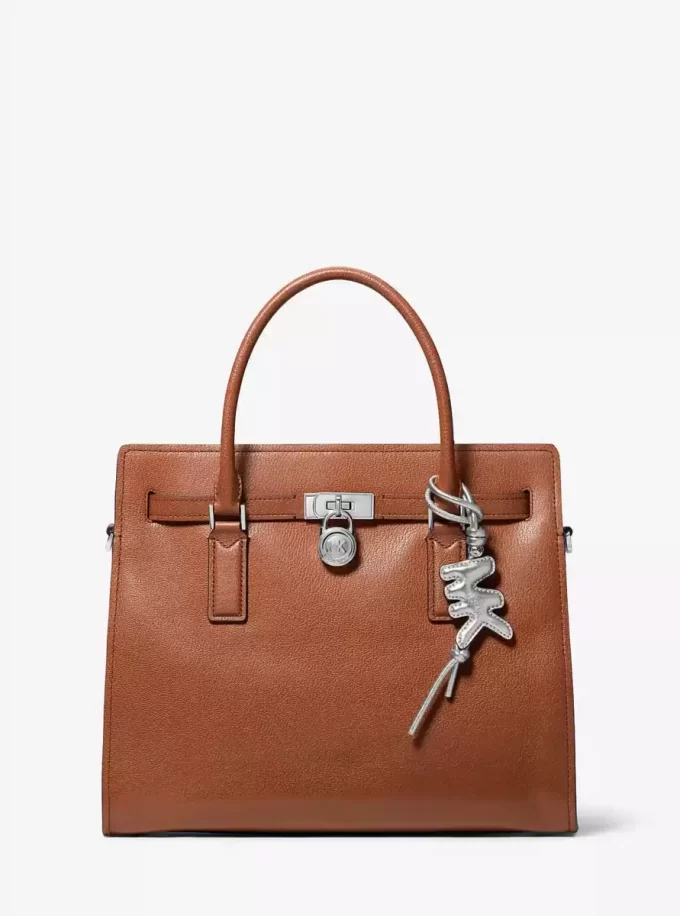 Puffy Logo Metallic Leather Bag Charm