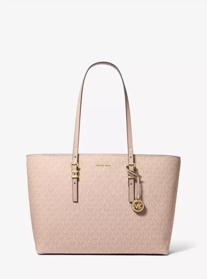 Quinn Large Signature Logo and Leather Tote Bag