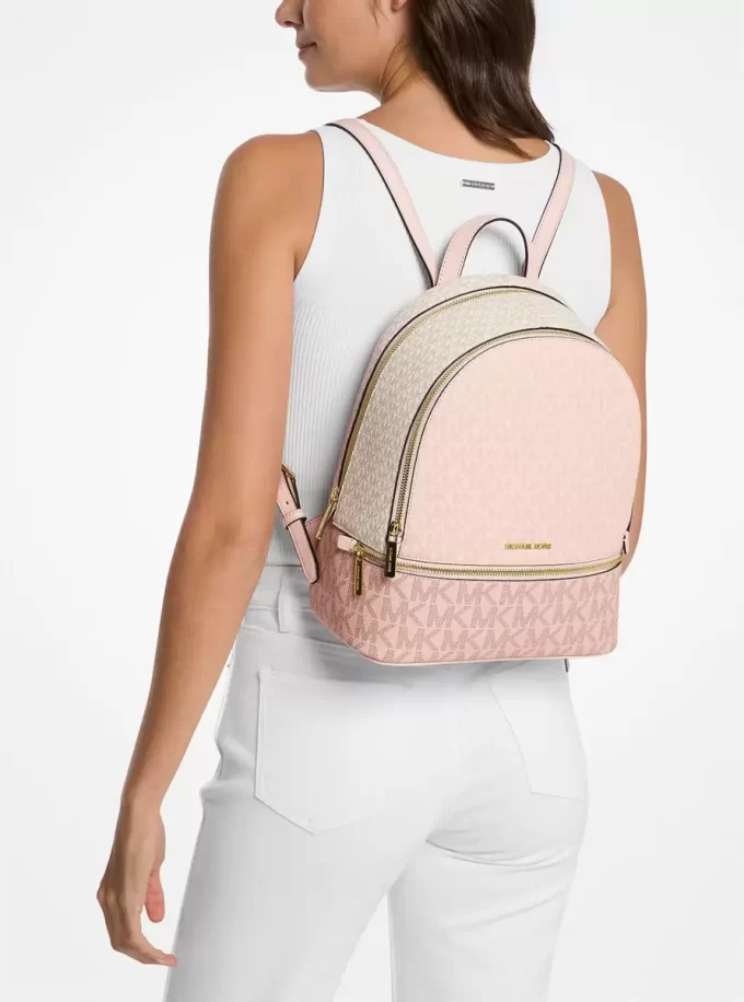 Rhea Medium Color-Block Signature Logo Backpack Rhea Medium Color-Block Signature Logo Backpack