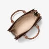 Sheila Medium Two-Tone Metallic Signature Logo Satchel