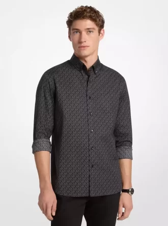 Signature Logo Stretch Cotton Shirt