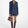 Stretch Wool Blend Twill Blazer