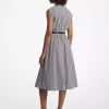 Striped Cotton Poplin Belted Midi Dress
