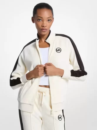 Striped Velour Zip-Up Jacket