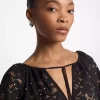 Studded Corded Floral Lace V-Neck Dress
