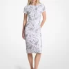 Studded Paisley Scuba Midi Dress