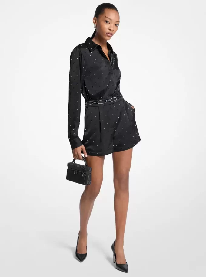 Studded Satin Romper