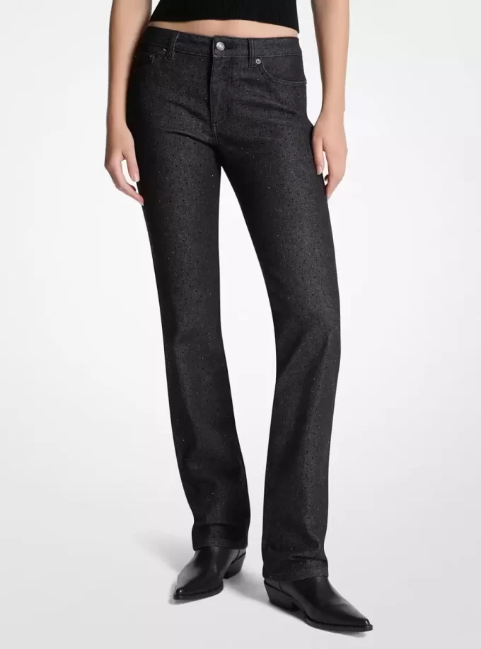 Studded Stretch Denim Cigarette Jeans