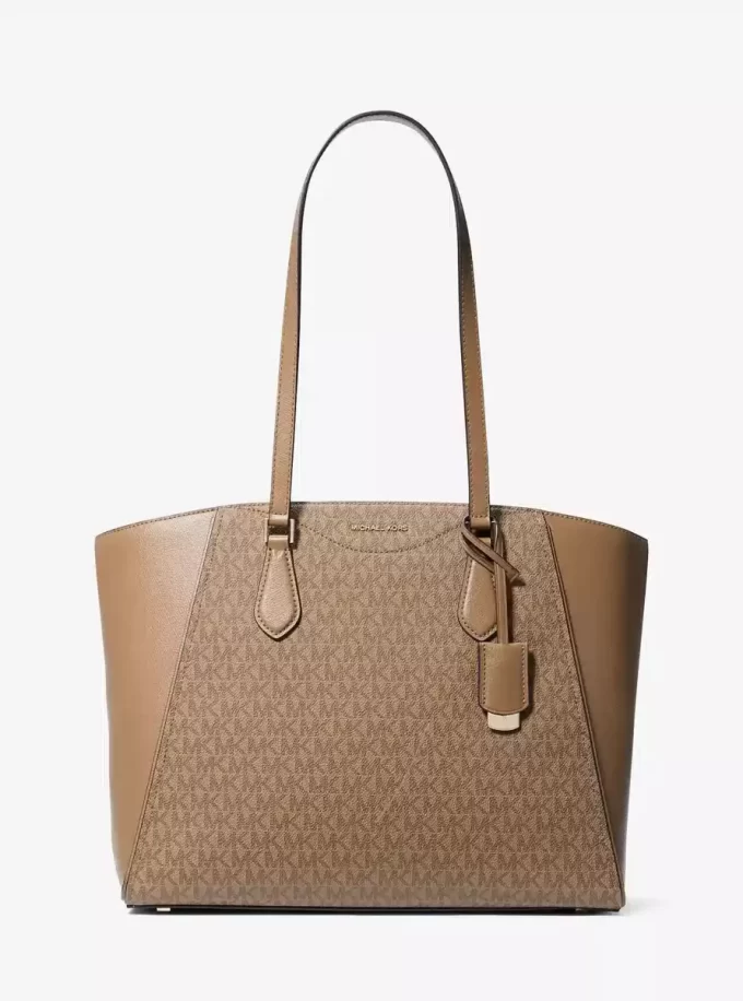 Taryn Large Signature Logo and Leather Tote Bag
