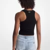 Tie-Front Ribbed Stretch Knit Tank Top