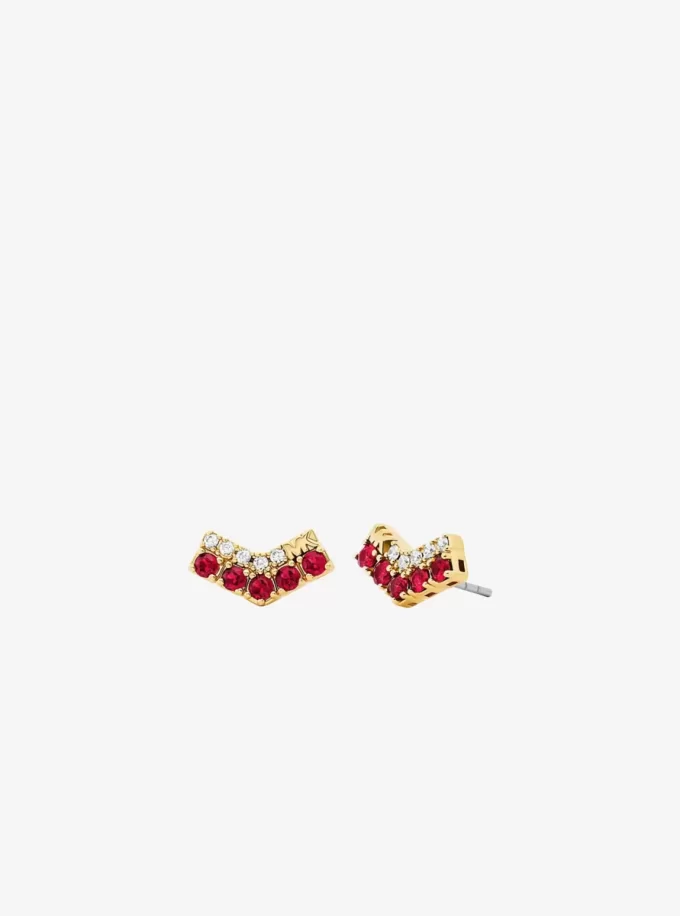 Two-Tone Pavé Chevron Stud Earrings