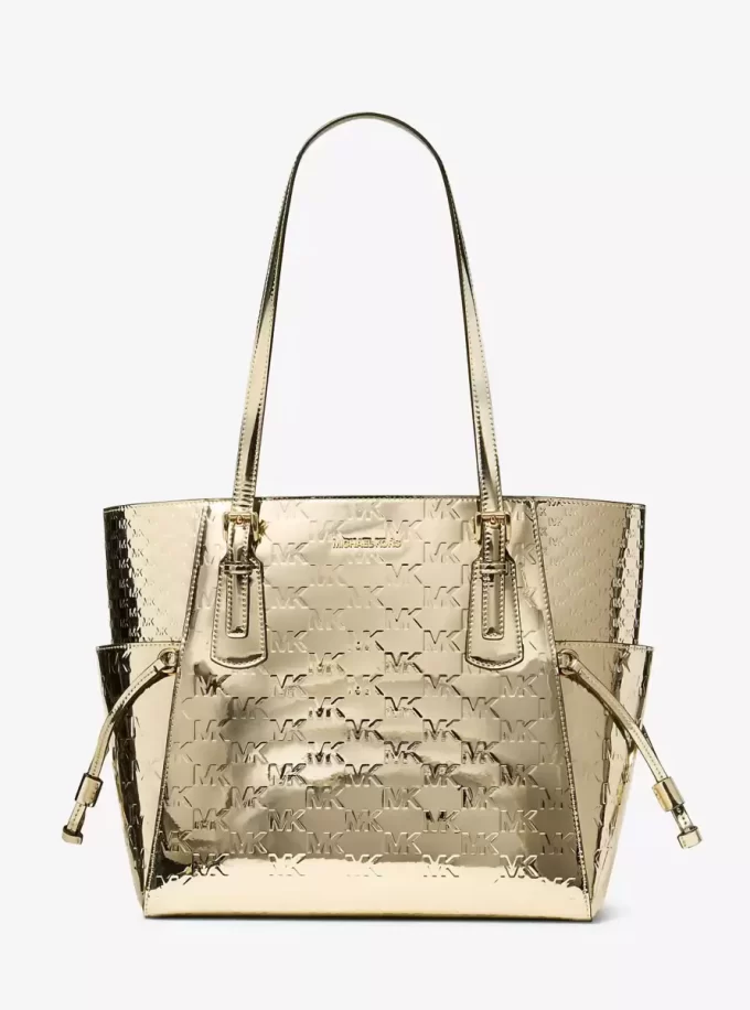 Voyager Large Metallic Logo Debossed Tote Bag