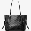 Voyager Large Patent Logo Debossed Tote Bag