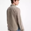 Washed Denim Curved Hem Shirt Jacket